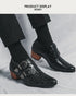 Men's Wedding Shoes Fashion Slim Fit Pointed High Heel Leather Dress Shoes Classic Vintage Style